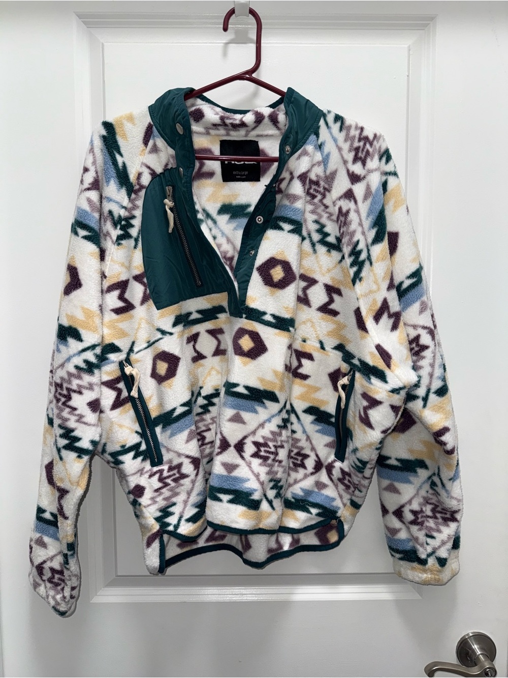 RSQ Aztec Southwest Printed Fleece Snap Button Pullover Jacket Size XL